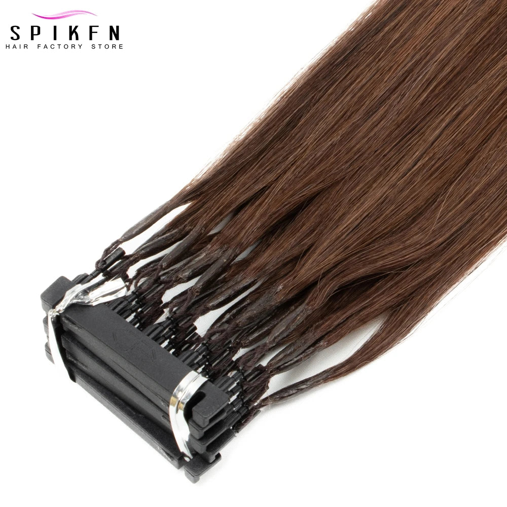 5 Pins 6D Human Hair Extensions 16" 20" 24" 6D 2 Hair 10pcs/set Invisible Micro Beads Hair 100% Natural Human Hair 50 strands