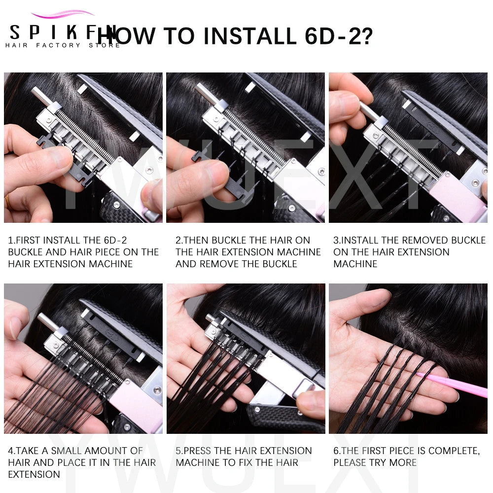 5 Pins 6D Human Hair Extensions 16" 20" 24" 6D 2 Hair 10pcs/set Invisible Micro Beads Hair 100% Natural Human Hair 50 strands