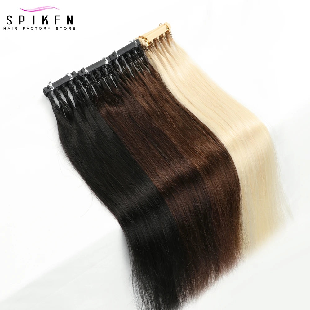 5 Pins 6D Human Hair Extensions 16" 20" 24" 6D 2 Hair 10pcs/set Invisible Micro Beads Hair 100% Natural Human Hair 50 strands