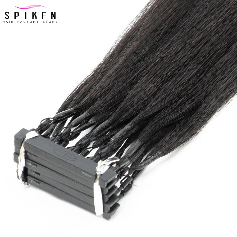 5 Pins 6D Human Hair Extensions 16" 20" 24" 6D 2 Hair 10pcs/set Invisible Micro Beads Hair 100% Natural Human Hair 50 strands