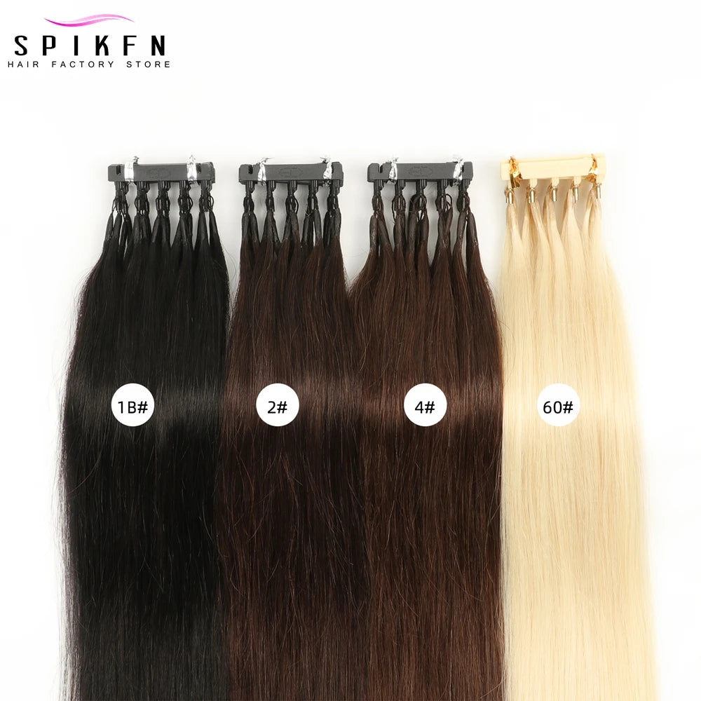 5 Pins 6D Human Hair Extensions 16" 20" 24" 6D 2 Hair 10pcs/set Invisible Micro Beads Hair 100% Natural Human Hair 50 strands