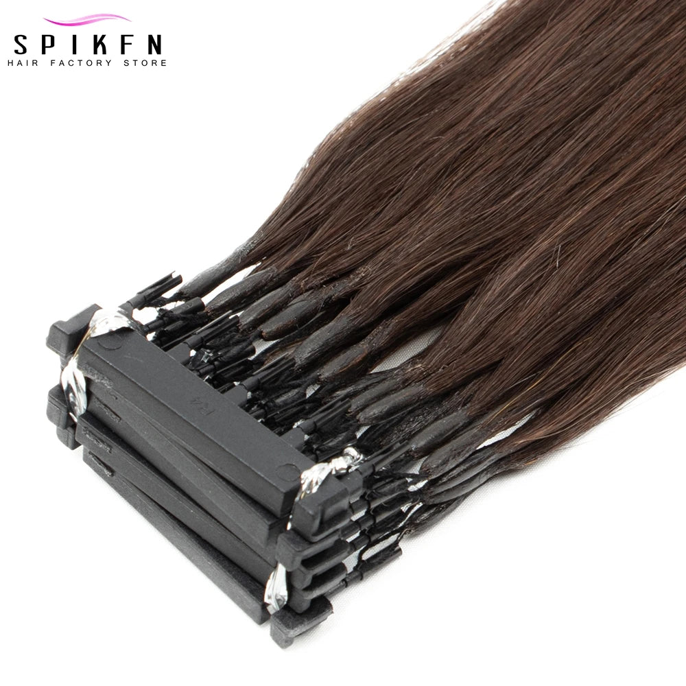 5 Pins 6D Human Hair Extensions 16" 20" 24" 6D 2 Hair 10pcs/set Invisible Micro Beads Hair 100% Natural Human Hair 50 strands